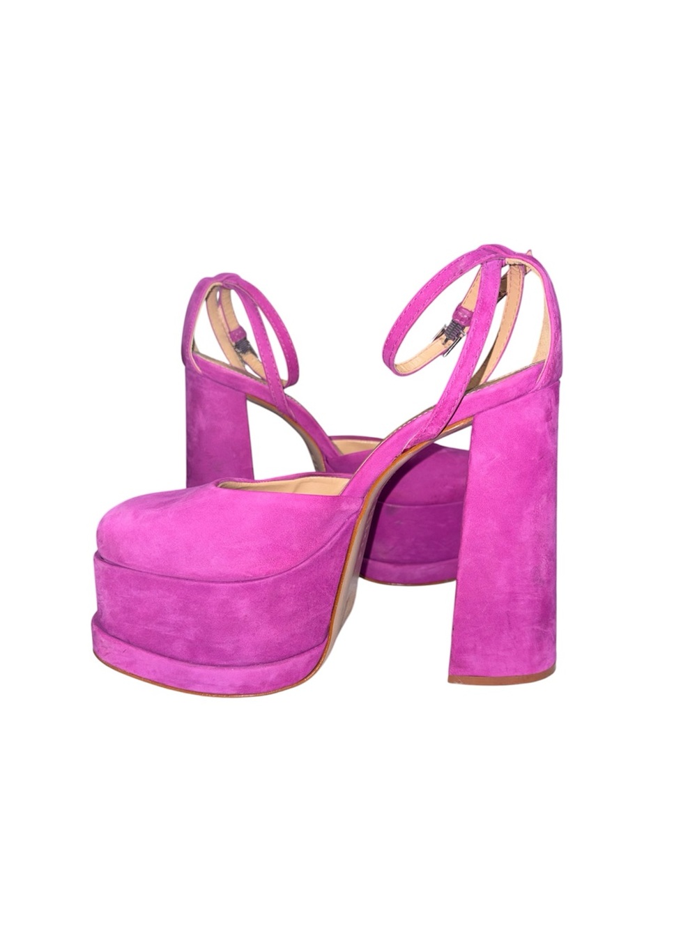 Schutz Luan Ankle Strap Platform Pump Block Heel Retro Coquette US Size 6.5B